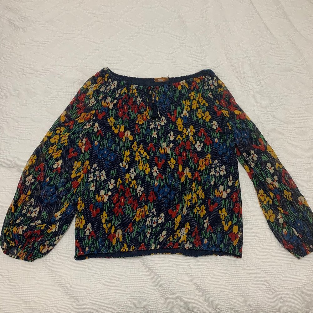 Tory Burch Josephine Floral Dot Blouse (Size L)